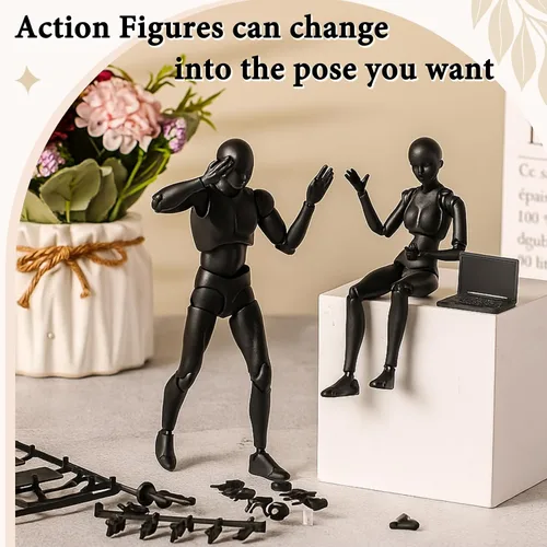 Miniatura 5 de Yookeer Conjunto de cuerpo, figuras de acción de dibujo, muñeca de dibujo de PVC femenino y masculino, modelo humano, maniquí, figuras de maniquí