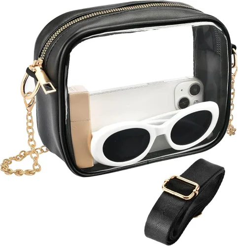 Miniatura 11 de FANGSUN Bolso transparente para mujer, bolso cruzado transparente aprobado para estadios, pequeño bolso transparente para conciertos y festivales