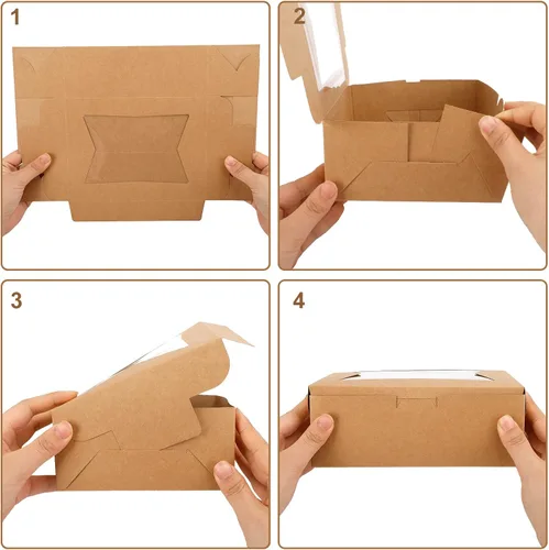 Miniatura 4 de Moretoes 32 cajas de galletas, cajas de panadería de 8 x 6 x 2.5 pulgadas con ventana de 3 estilos, para fresas de chocolate, postres, rosquillas