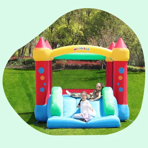 Miniatura 7 de WeeOneKids Casa de Rebote Inflable, Castillo Hinchable con Soplador de Aire y Tobogán, Castillo Familiar Inflable para Patio Trasero