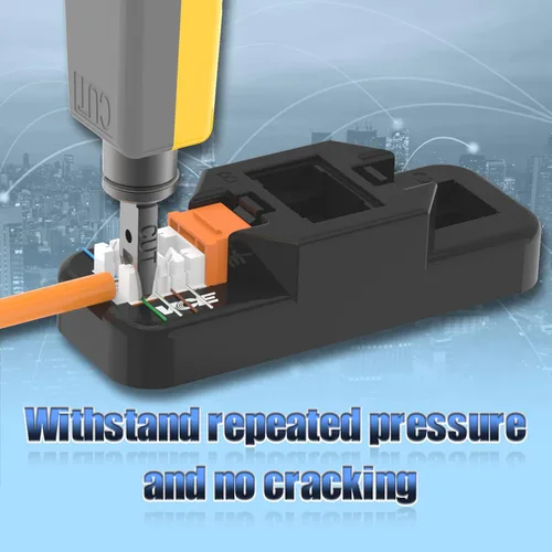 Miniatura 5 de VCE Conector Keystone Cat6 RJ45 con certificación UL, paquete de 25, adaptador de conector Keystone de presión de 90 grados, perfil delgado, naranja