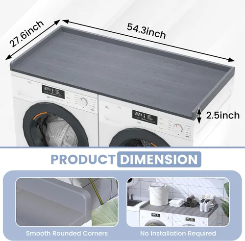 Miniatura 5 de Sundale - Encimera de alta densidad para lavadora y secadora, encimera impermeable sin olor para cuarto de servicio, 27.5 x 54 pulgadas (gris)