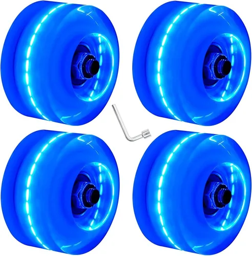 Miniatura 9 de 4 ruedas de patín con luz LED, ruedas luminosas con rodamientos instalados para patinaje de doble fila en interiores o exteriores, 1.260 x 2.283 in