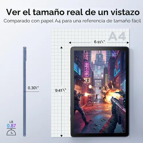 Miniatura 9 de TCL Tableta Android TAB 10 Gen 4, pantalla FHD IPS de 10.1 pulgadas, CPU Octa-Core, 12 GB de RAM (4 GB+8 GB), 128 GB de almacenamiento, batería