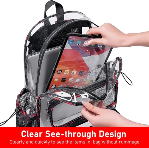 Miniatura 80 de CAMTOP Mochila transparente resistente y transparente para estudiantes, escuela, trabajo, festival, viajes, deportes, Beige, Mediana, Camtop Mochila