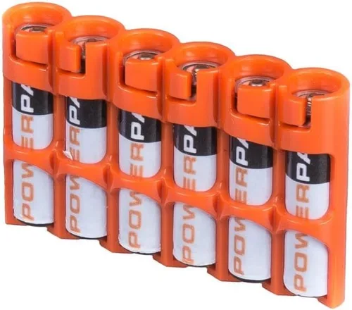 Soporte de baterías AAA Storacell de Powerpax SlimLine, capacidad para 6 unidades, color naranja