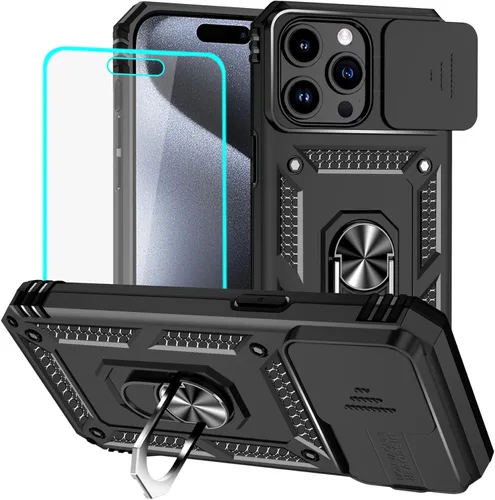 Miniatura 31 de HNHYGETE Funda para iPhone XR con protector de pantalla HD: [grado militar de 20 pies probada en caídas] Funda protectora para cámara deslizante a