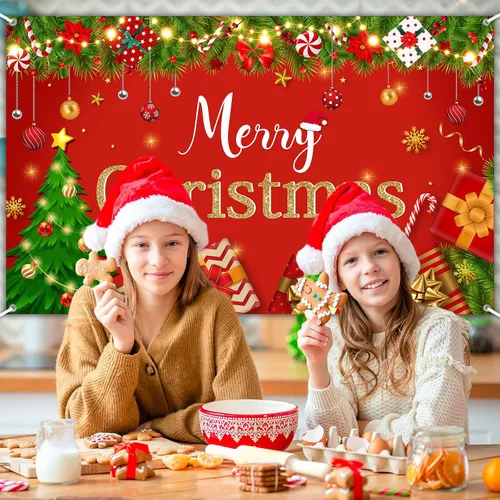 Miniatura 5 de Avezano Telón de fondo rojo de Feliz Navidad, decoración de fiesta de Feliz Navidad, banner, telón de fondo de fotografía de Feliz Navidad