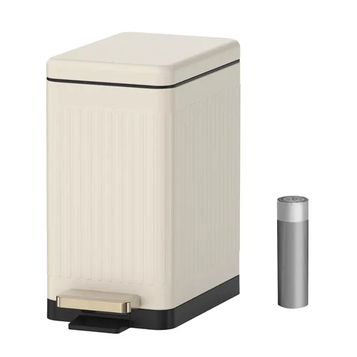 Miniatura 7 de Mbillion Cubo de basura para baño con tapa - Cubo de basura delgado de acero inoxidable con pedal - Papelera de metal - Cubo de basura rectangular
