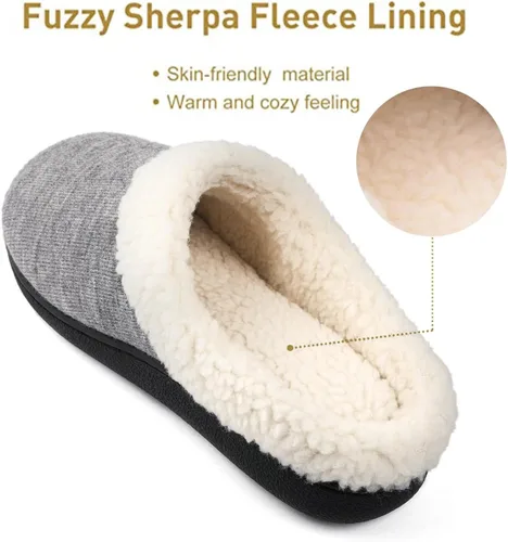 Miniatura 3 de Wishcotton Pantuflas de casa Sherpa con espuma viscoelástica para mujer para interiores y exteriores