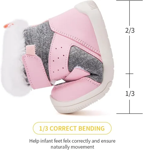 Miniatura 74 de BMCiTYBM Botas de nieve de invierno para bebés y niños pequeños, de piel sintética, cálidas, antideslizantes, zapatos para primeros pasos