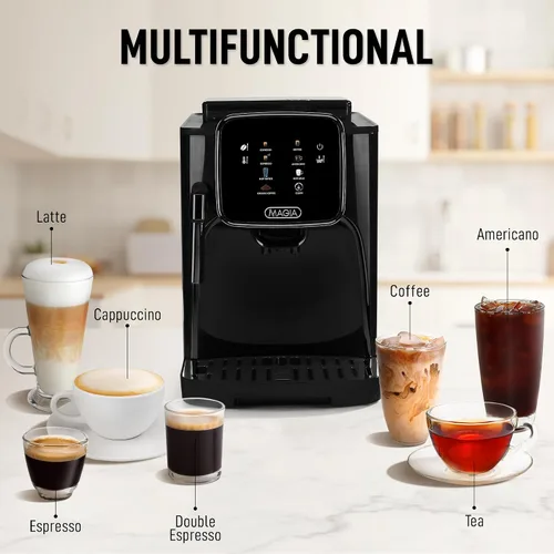 Miniatura 7 de Zulay Kitchen Magia Clasica - Máquina automática de café expreso con molinillo integrado, cafetera de panel táctil, espumador de leche con varita