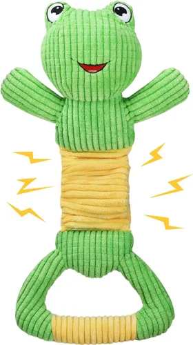 Miniatura 13 de Letsmeet Juguetes Grandes de Cocodrilo Chirriante para Perros, Juguetes Interactivos para Cachorros con Papel Arrerugado, Juguete de Tirones