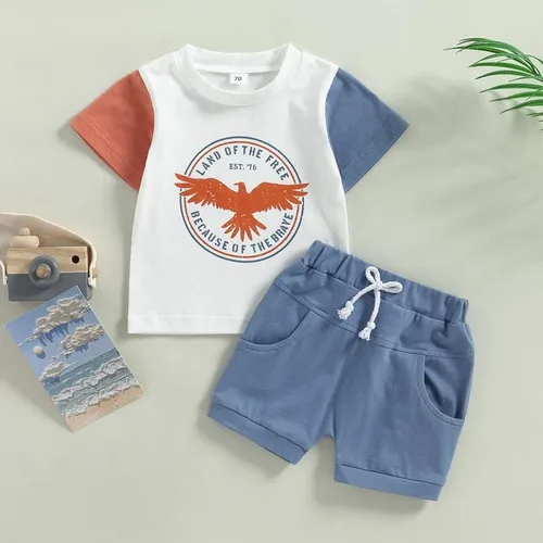 Miniatura 3 de Conjunto de ropa patriótica con estampado americano para el 4 de julio para bebé y niño del 4 de julio