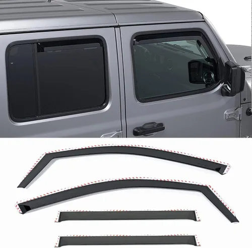 Miniatura 7 de Quadratec Viseras tintadas para ventana, solo delanteras, se adapta a Jeep Wrangler JL y Gladiator JT 2018-2023, tinte negro ahumado, mantiene fuera