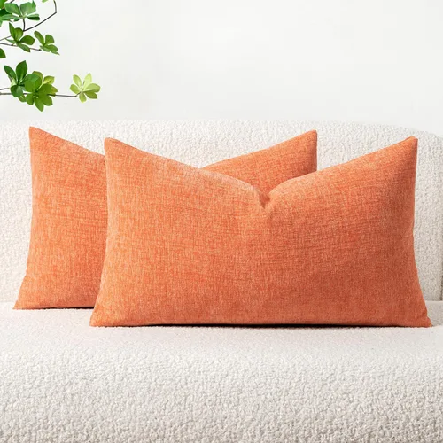 Miniatura 52 de MIULEE - Paquete de 2 fundas de cojín de felpilla suave, de 18 x 18 pulgadas, color naranja tostado otoñal, para sofá y sala de estar, teñidas