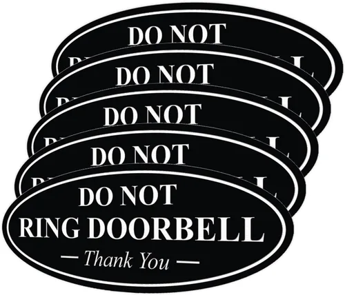 Miniatura 44 de All Quality Cartel de agradecimiento ovalado con texto en inglés «Do not Ring DOORBELL», color negro, pequeño, 1 paquete