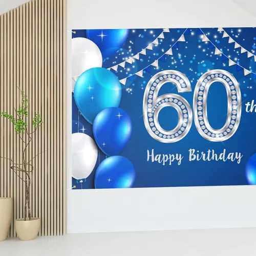 Miniatura 7 de HAMIGAR Fondo de pancarta de feliz cumpleaños 60 de 60 x 4 pies, decoraciones de cumpleaños de 60 años, suministros de fiesta para mujeres