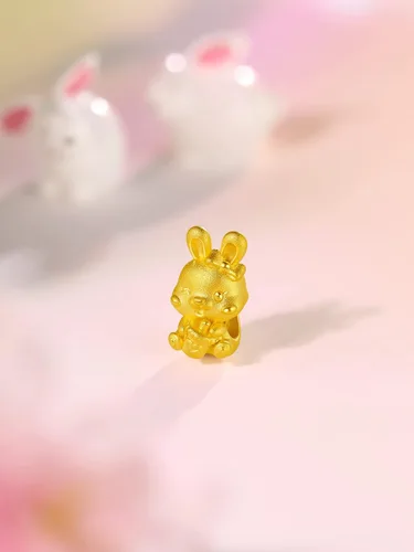 Miniatura 5 de ZHOU LIU FU Pulseras de oro real para mujer, pulsera de conejo de la suerte, joyería de oro de 24 quilates, pulsera roja con dije de conejo