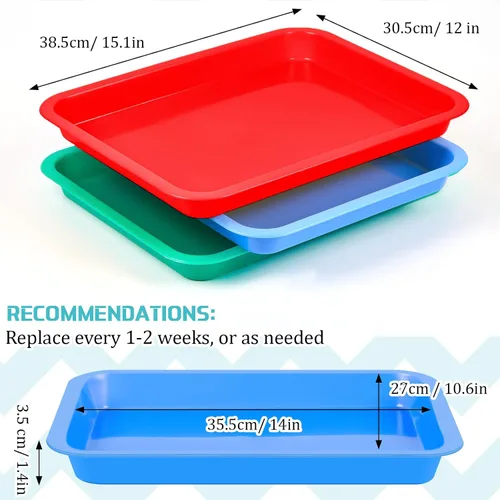 Miniatura 3 de Tessco for you 3 cajas de arena para gatitos, caja de arena abierta para gatos, de plástico impermeable, bandeja para conejos, inodoro de viaje