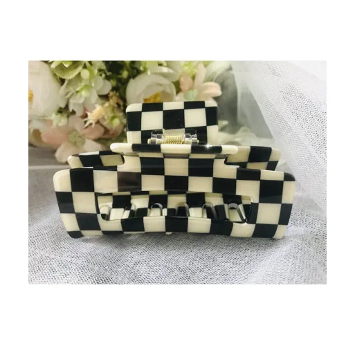 Miniatura 7 de Pinzas para el cabello a cuadros para mujeres y niñas, pinzas de pelo de moda para peinar con pinzas de garra, cabello grueso, forma rectangular
