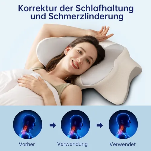 Miniatura 6 de Almohada cervical para el cuello, almohada ergonómica de espuma viscoelástica, diseño ortopédico para personas que duermen de lado, espalda y boca