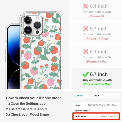 Miniatura 2 de MOSNOVO - Funda para iPhone 14 Pro Max, protección Buffertech de grado militar contra caídas (6.6 pies), antidesprendimiento, poliuretano Claro