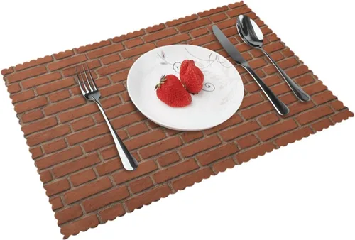 Miniatura 17 de Rectangular Placemats Set of 4, Heat Resistant Beach Sand Texture Printed Kitchen Dining Table Mats