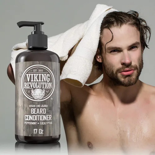 Miniatura 5 de Viking Revolution Acondicionador para barba con aceite de argán y jojoba - Suaviza y fortalece - Aroma natural a menta y eucalipto - Acondicionador