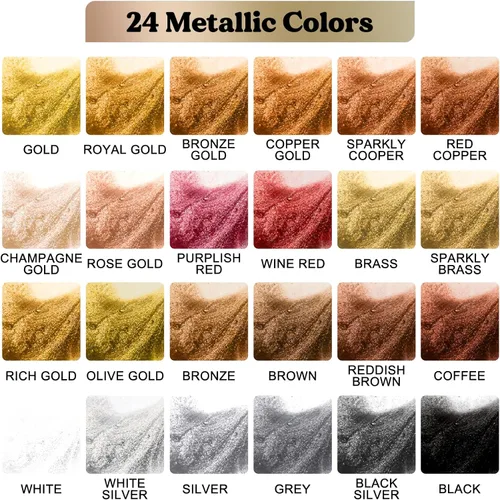 Miniatura 2 de LET'S RESIN Juego de tinta de alcohol metálico, 24 colores, tinta de resina a base de alcohol de color metálico, mezclas de alta concentración