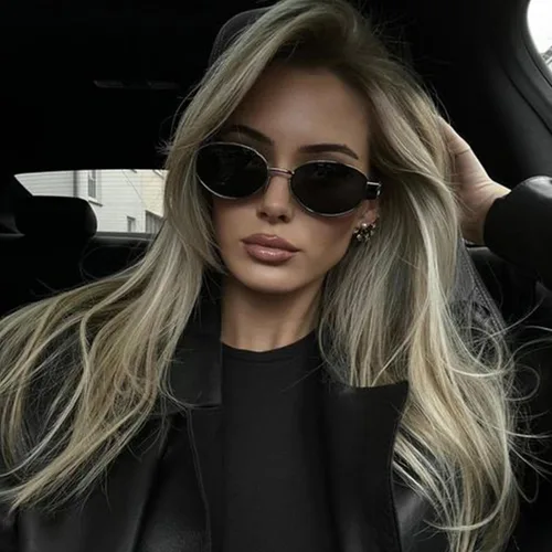 Miniatura 10 de Lentes de sol ovalados retro para mujeres y hombres, lentes de sol ovalados de metal de los años 90, tonos vintage