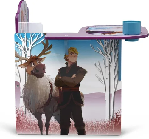 Miniatura 5 de Delta Children - Escritorio con silla y compartimento de almacenamiento, Frozen II (Disney) Portavasos Respaldo para brazos, madera tratada Disney