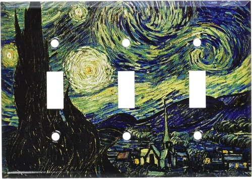 Miniatura 13 de Art Plates - Van Gogh: Placa de interruptor de noche estrellada - Palanca simple Single Toggle