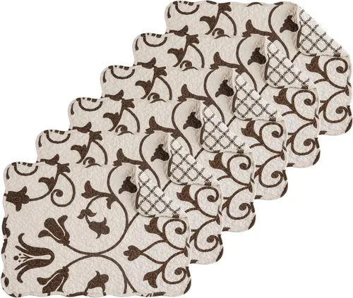 C&F Home Sophia - Juego de 6 manteles individuales acolchados de 100 % algodón, 13 x 19 pulgadas, versátil, para verano, otoño, cosecha, enrejado,