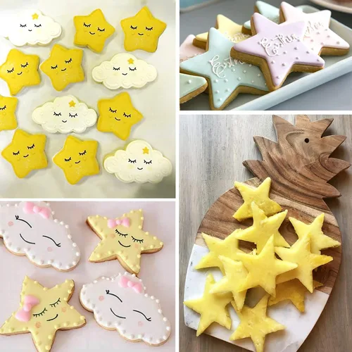Miniatura 4 de LUBTOSMN Twinkle Twinkle Little Star - Juego de 7 cortadores de galletas de 3.5 a 1.6 pulgadas, diseño de nube, estrella, luna, para baby shower