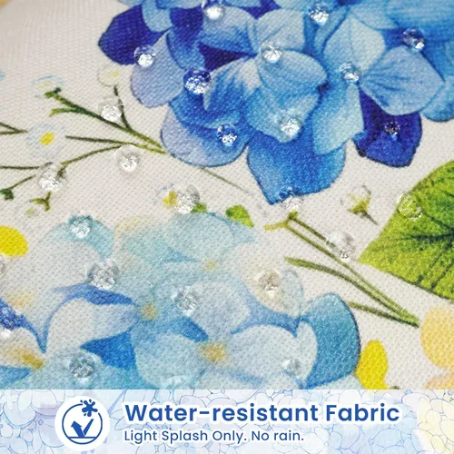 Miniatura 3 de Blue Hydrangea Floral Decor Outdoor Lumbar Pillow Covers Waterproof 12x20 Inch Set of 2, Summer Hydrangea Flower Decorative Pillows for Porch Couch