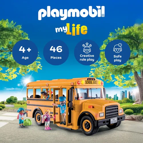 Miniatura 2 de Playmobil Autobús escolar con accesorios y 4 figuras