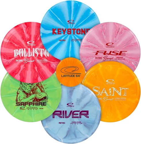 Miniatura 6 de Latitude 64 Retro Burst Disc Juego de golf, juegos al aire libre, juego de iniciación de frisbee para hombres y mujeres, conductores de River &