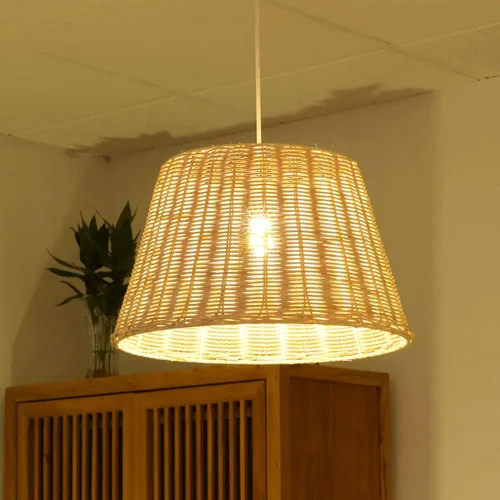 Miniatura 6 de Lámpara colgante de arte de ratán hecha a mano, lámpara de techo/lámpara de cocina E27, base tejida de mimbre de bambú, lámpara colgante