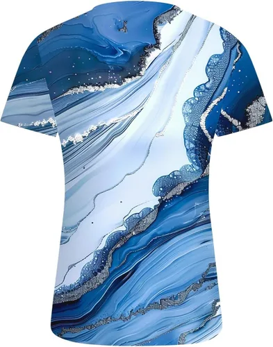 Miniatura 151 de Summer Shirts for Women 2025 Plus Size Short Sleeve Henley Tops Marble Floral Loose Tshirt Tee Casual Dressy Tunics