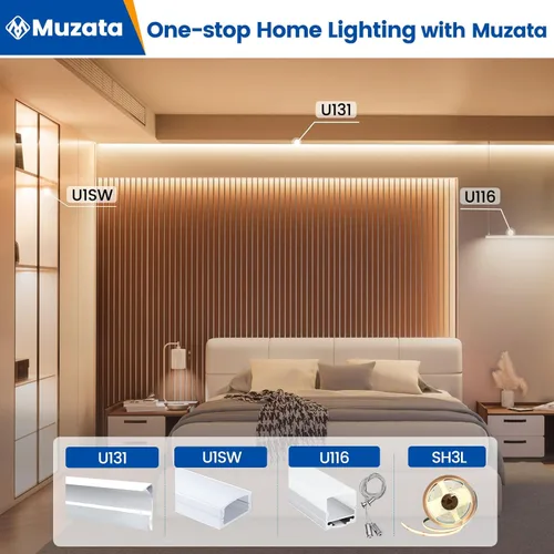 Miniatura 7 de Muzata Paquete de 10 canales LED de aluminio en forma de U de 6.6 pies/6.6 ft de canal difusor de tira LED plateado con cubierta blanca lechosa