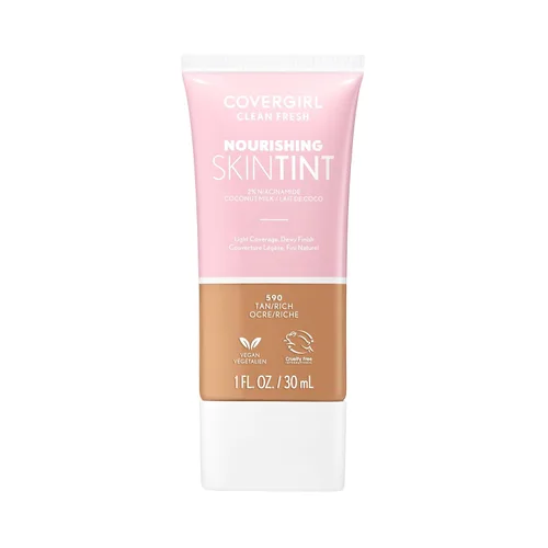 Miniatura 29 de COVERGIRL Clean Fresh Tinte para piel nutritivo, 550 Claro/Medio, base líquida, acabado húmedo, infundido con coco y aloe, fórmula vegana 550