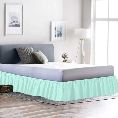 Miniatura 7 de Falda de cama – Falda de cama con volantes (individual, rosa) de 12 pulgadas de caída de polvo con plataforma, tela 100% algodón de 800 hilos, falda