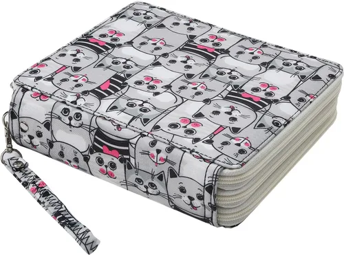 Estuche organizador portátil de 124 ranuras con patrón de impresión para bolígrafos o marcadores de acuarela, estuche organizador para artistas