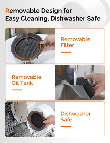 Miniatura 6 de Campana extractora de cocina portátil, ventilador silencioso de 3 velocidades para encimera con filtros de carbono duales, taza de aceite grande