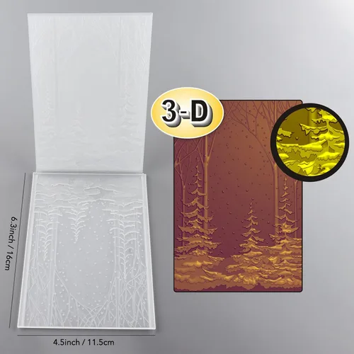Miniatura 2 de CYFUN DESIGN Carpeta de relieve con textura 3D, plantilla de carpetas de plástico de bosque para hacer tarjetas, álbumes de recortes y otras