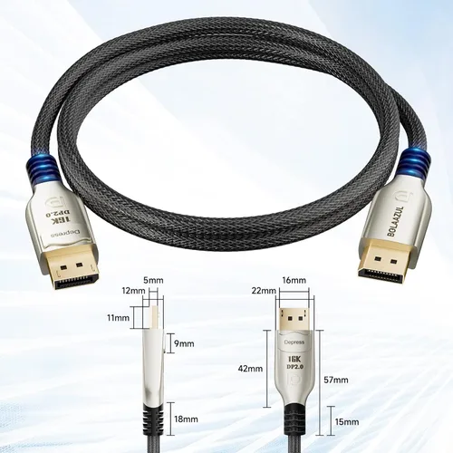 Miniatura 7 de BolAAzuL Cable DisplayPort 2.0 8K de 3 pies, 16K DP 2.0 (16K @60Hz 8K @120Hz 4K @240Hz 165Hz 144Hz GSync/FreeSync) Cable de video/monitor UHBR20