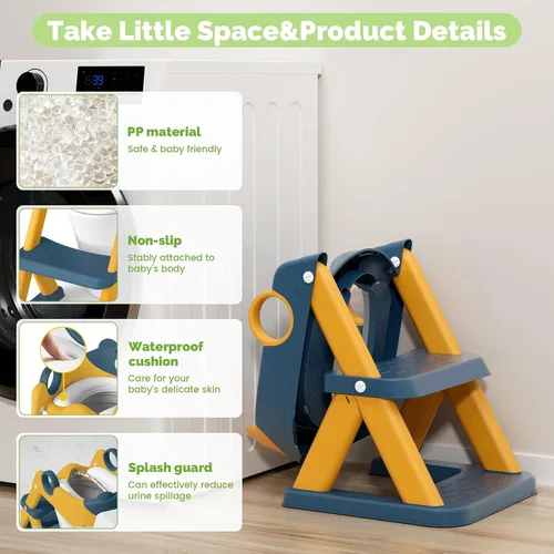 Miniatura 2 de COOSEYA Asiento de inodoro, asiento de entrenamiento de baño para niños pequeños, entrenamiento de baño 2-en-1 mejorado para niños y niñas, Azul