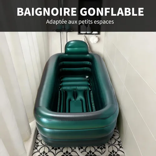 Miniatura 8 de Bañera Portátil para Adultos con Tapa, Bañera Inflable para Baño de Hielo, Baño de Hielo Ovalado Grande con Almohada, 62.2x37.4x17.72 pulgadas
