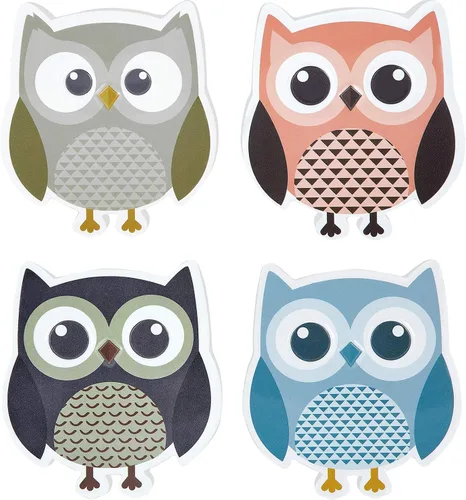 4 borradores magnéticos de búho con forma de animal para pizarra blanca con fieltro para aula, oficina, hogar (color aleatorio)
